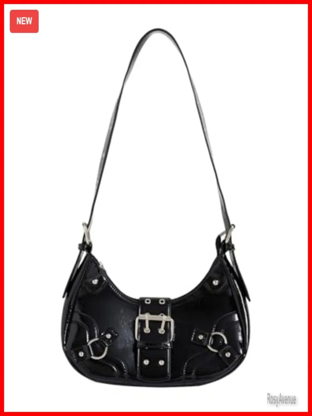 Y2K Goth Handbag Studded PU Leather Clutch Shoulder Bag